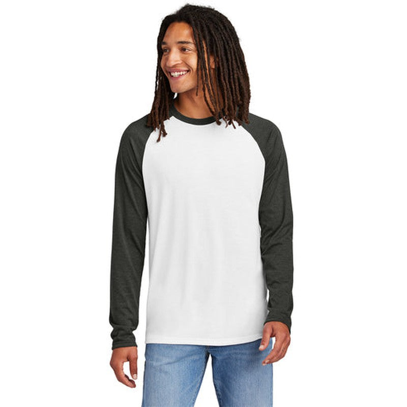 NEW SEI Allmade® Unisex Tri-Blend Long Sleeve Colorblock Raglan - Space Black/Bright White