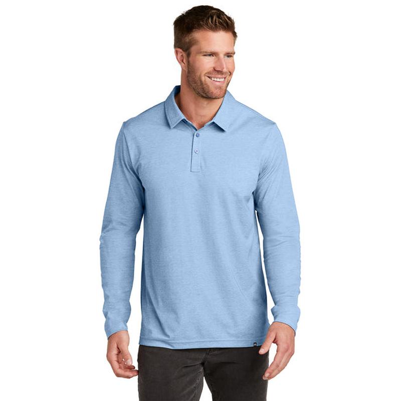 SEI TEAM BRIAN TravisMathew Oceanside Heather Long Sleeve Polo - Allure Heather