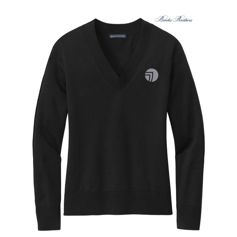 NEW SEI Brooks Brothers® Women’s Cotton Stretch V-Neck Sweater - Deep Black