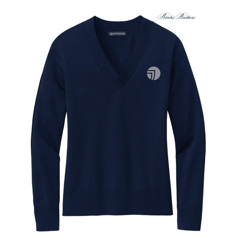 NEW SEI Brooks Brothers® Women’s Cotton Stretch V-Neck Sweater - Navy Blazer