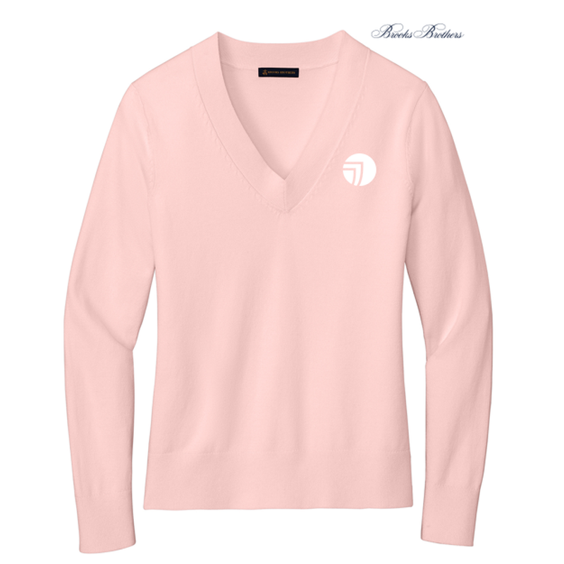 NEW SEI Brooks Brothers® Women’s Cotton Stretch V-Neck Sweater - Pearl Pink