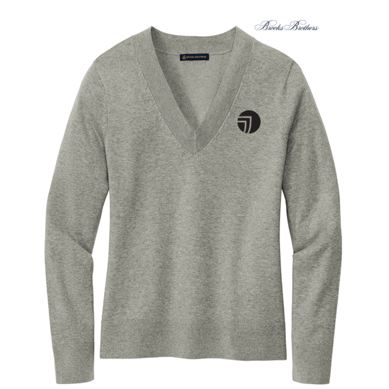 NEW SEI Brooks Brothers® Women’s Cotton Stretch V-Neck Sweater - Light Shadow Grey Heather
