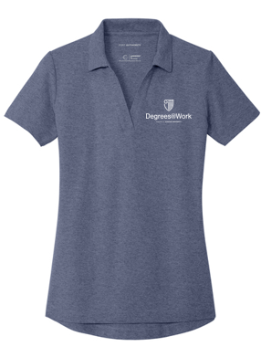 T4G Port Authority® Women's C-FREE® Cotton Blend Pique Polo - Navy Heather