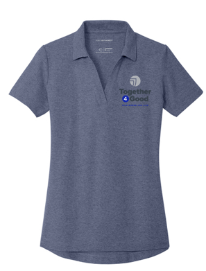 T4G Port Authority® Women's C-FREE® Cotton Blend Pique Polo - Navy Heather