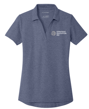T4G Port Authority® Women's C-FREE® Cotton Blend Pique Polo - Navy Heather