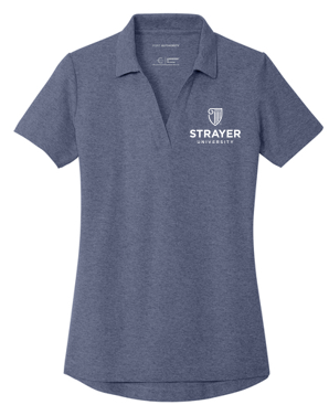 T4G Port Authority® Women's C-FREE® Cotton Blend Pique Polo - Navy Heather