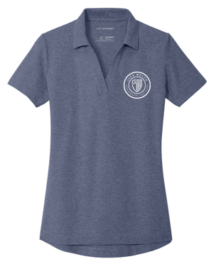 T4G Port Authority® Women's C-FREE® Cotton Blend Pique Polo - Navy Heather