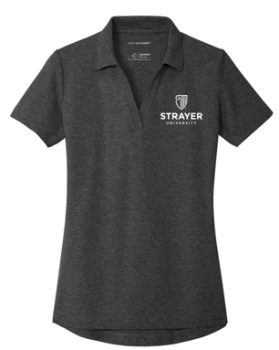T4G Port Authority® Women's C-FREE® Cotton Blend Pique Polo - Charcoal Heather