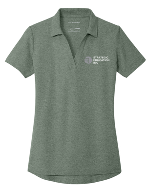T4G Port Authority® Women's C-FREE® Cotton Blend Pique Polo - Dark Green Heather