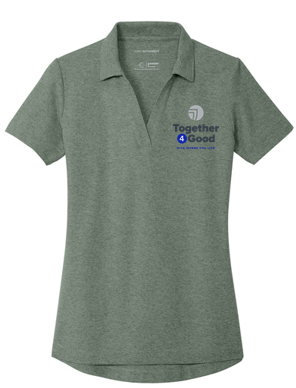 T4G Port Authority® Women's C-FREE® Cotton Blend Pique Polo - Dark Green Heather