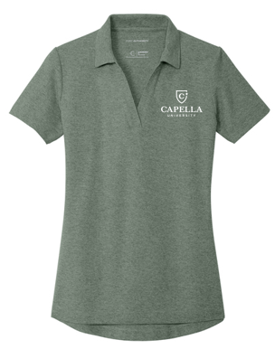 T4G Port Authority® Women's C-FREE® Cotton Blend Pique Polo - Dark Green Heather