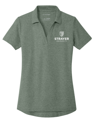 T4G Port Authority® Women's C-FREE® Cotton Blend Pique Polo - Dark Green Heather