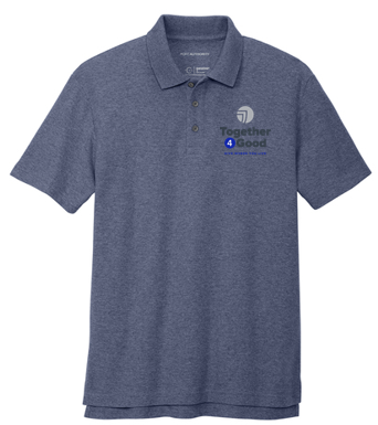 T4G Port Authority® C-FREE ® Cotton Blend Pique Polo - Navy Heather