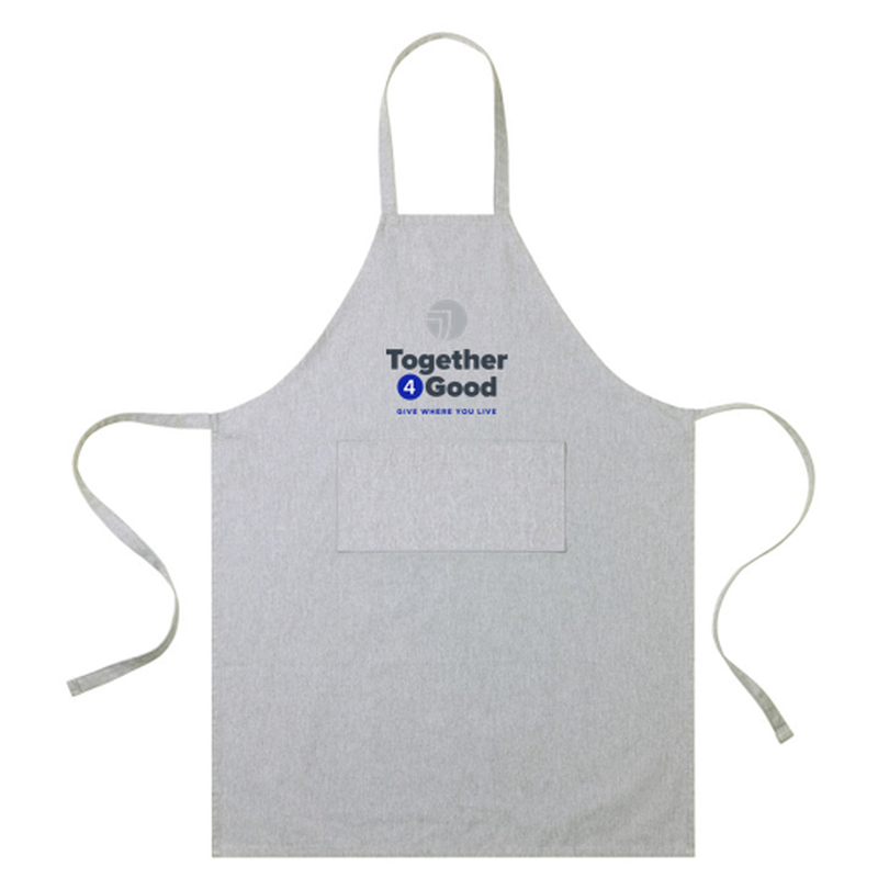 T4G AWARE™ Recycled Cotton Bib Front Apron With Pocket - Light Grey