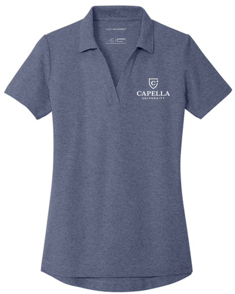 T4G Port Authority® Women's C-FREE® Cotton Blend Pique Polo - Navy Heather