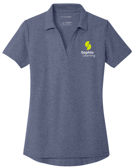 T4G Port Authority® Women's C-FREE® Cotton Blend Pique Polo - Navy Heather
