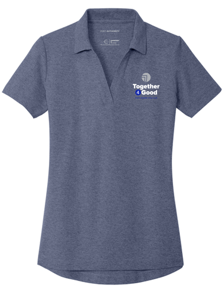 T4G Port Authority® Women's C-FREE® Cotton Blend Pique Polo - Navy Heather