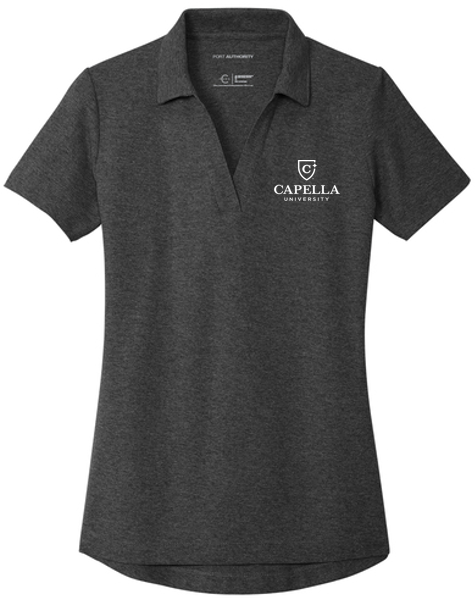 T4G Port Authority® Women's C-FREE® Cotton Blend Pique Polo - Charcoal Heather