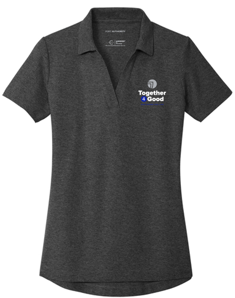 T4G Port Authority® Women's C-FREE® Cotton Blend Pique Polo - Charcoal Heather
