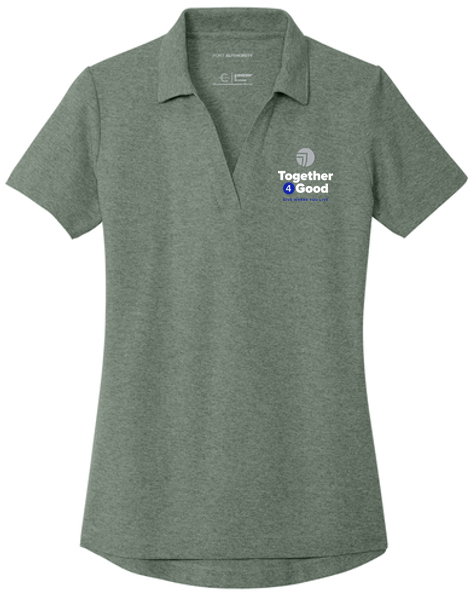 T4G Port Authority® Women's C-FREE® Cotton Blend Pique Polo - Dark Green Heather