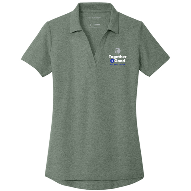 T4G Port Authority® Women's C-FREE® Cotton Blend Pique Polo - Dark Green Heather