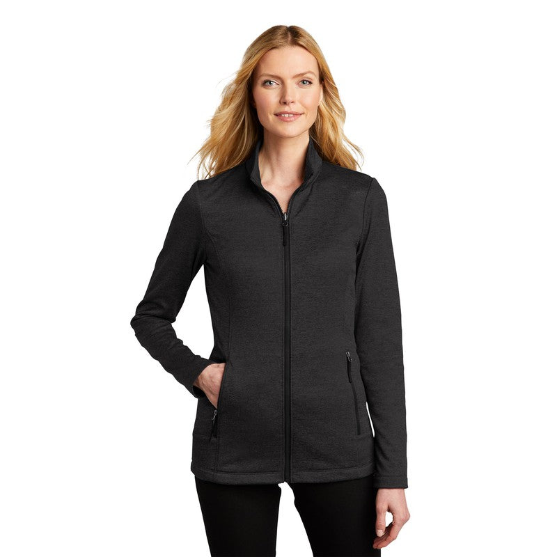 SEI Ladies Collective Striated Fleece Jacket-Deep Black Heather