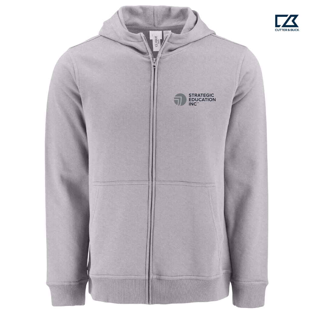 SEI Clique Drive Recycled Unisex Full Zip Hooded Sweatshirt - Grey Melange