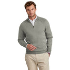 NEW - Brooks Brothers® Cotton Stretch 1/4-Zip Sweater - Light Shadow Grey Heather