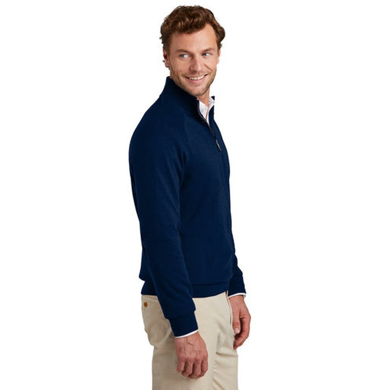 NEW Brooks Brothers® Cotton Stretch 1/4-Zip Sweater - Navy Blazer