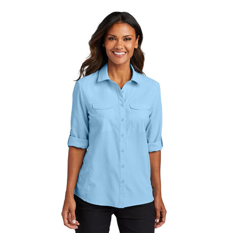 SEI Port Authority® Ladies Long Sleeve UV Daybreak Shirt - Light Blue