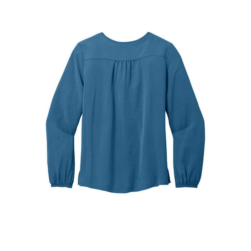 SEI Port Authority® Ladies Textured Crepe Blouse - Aegean Blue