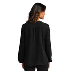 SEI Port Authority® Ladies Textured Crepe Blouse - Deep Black