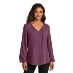 SEI Port Authority® Ladies Textured Crepe Blouse - Purple Mist