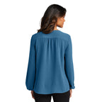 SEI Port Authority® Ladies Textured Crepe Blouse - Aegean Blue