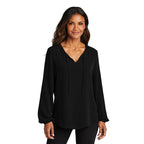 SEI Port Authority® Ladies Textured Crepe Blouse - Deep Black