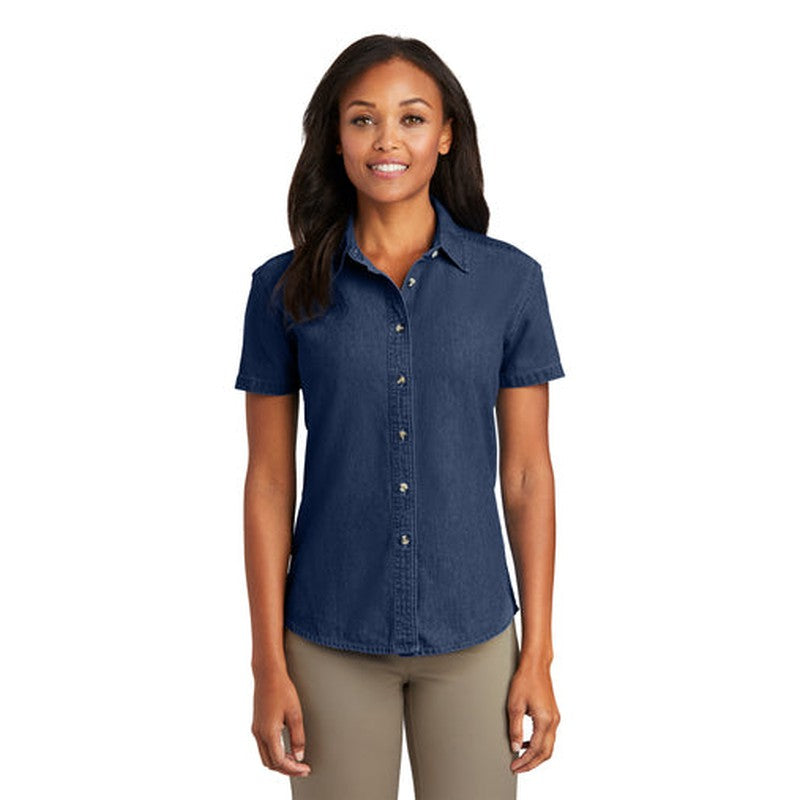 SEI Port & Company® - Ladies Short Sleeve Value Denim Shirt - Ink Blue