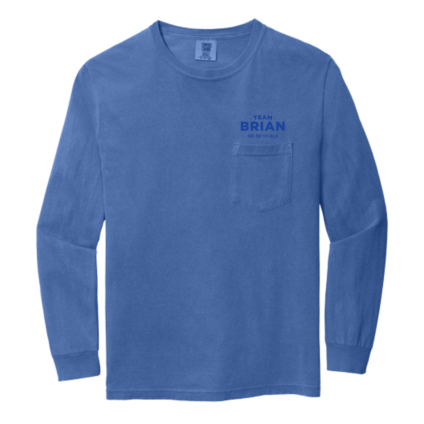 SEI TEAM BRIAN Comfort Colors® Heavyweight Ring Spun Long Sleeve Pocket Tee - Flo Blue