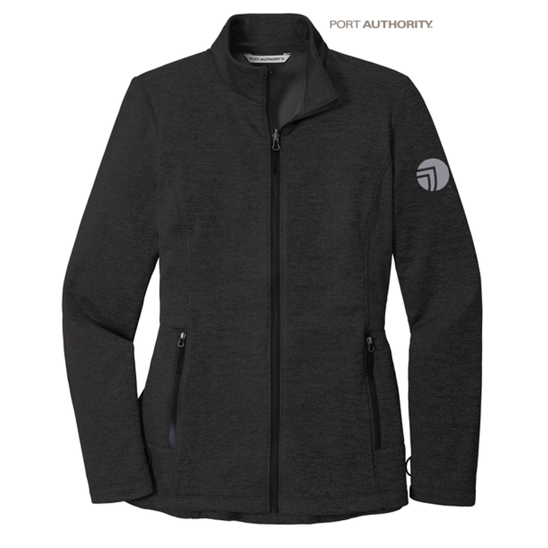 SEI Ladies Collective Striated Fleece Jacket-Deep Black Heather