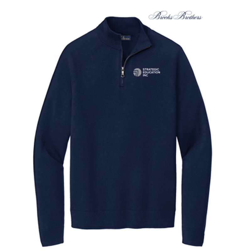 NEW Brooks Brothers® Cotton Stretch 1/4-Zip Sweater - Navy Blazer