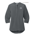 NEW SEI Port Authority® Ladies 3/4-Sleeve Textured Crepe Tunic - Graphite