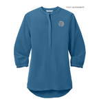 NEW SEI Port Authority® Ladies 3/4-Sleeve Textured Crepe Tunic - Aegean Blue