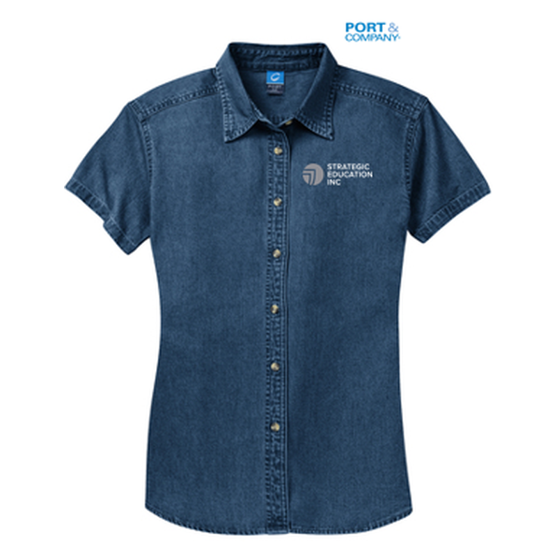 SEI Port & Company® - Ladies Short Sleeve Value Denim Shirt - Ink Blue