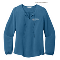 SEI Port Authority® Ladies Textured Crepe Blouse - Aegean Blue