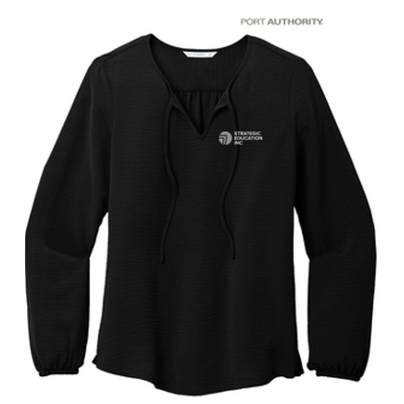 SEI Port Authority® Ladies Textured Crepe Blouse - Deep Black