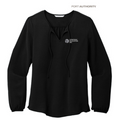 SEI Port Authority® Ladies Textured Crepe Blouse - Deep Black
