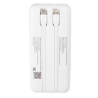 Laptop Power 20,000 mAh PD Power Bank with Integrated Cables - White