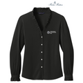 NEW SEI Brooks Brothers® Women’s Long Sleeve Ruffle Collar Blouse - Black