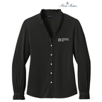 NEW SEI Brooks Brothers® Women’s Long Sleeve Ruffle Collar Blouse - Black