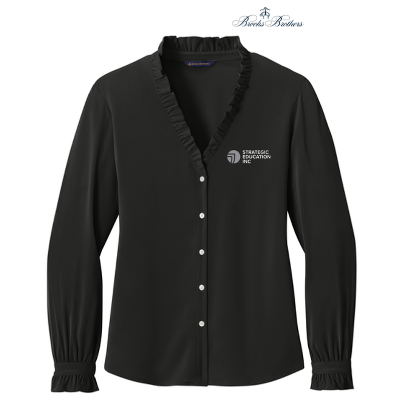 NEW SEI Brooks Brothers® Women’s Long Sleeve Ruffle Collar Blouse - Black