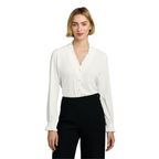 NEW SEI Brooks Brothers® Women’s Long Sleeve Ruffle Collar Blouse - Off White